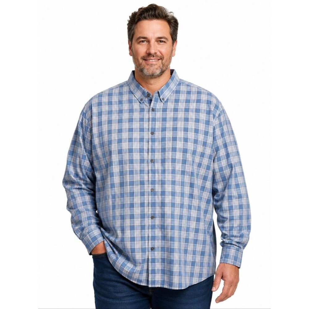 Columbia Light Blue Plaid Button-Down Shirt XXL